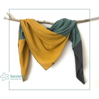 Musselintuch quadratisch dreifarbig 