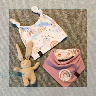 süße Babymütze aus weichem Regenbogenjersey - Ökotex 100