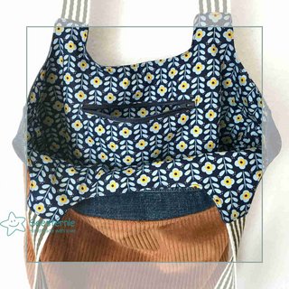 Umhängetasche handgenäht aus Jeansstoff und Cord - 2