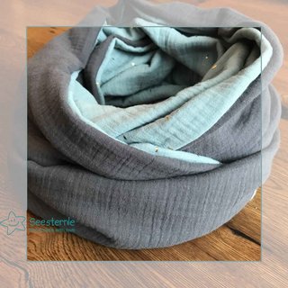 Zweifarbiger Musselinloop mint und grau
