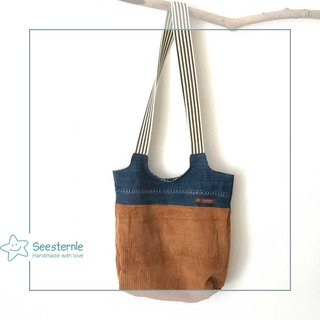 Umhängetasche handgenäht aus Jeansstoff und Cord - 2Umhängetasche handgenäht aus Jeansstoff und Cord - komplett